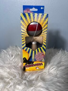 Kendama Wooden Toy Collectible Grey Red Juggle Skill Game New In Box Classic Fun